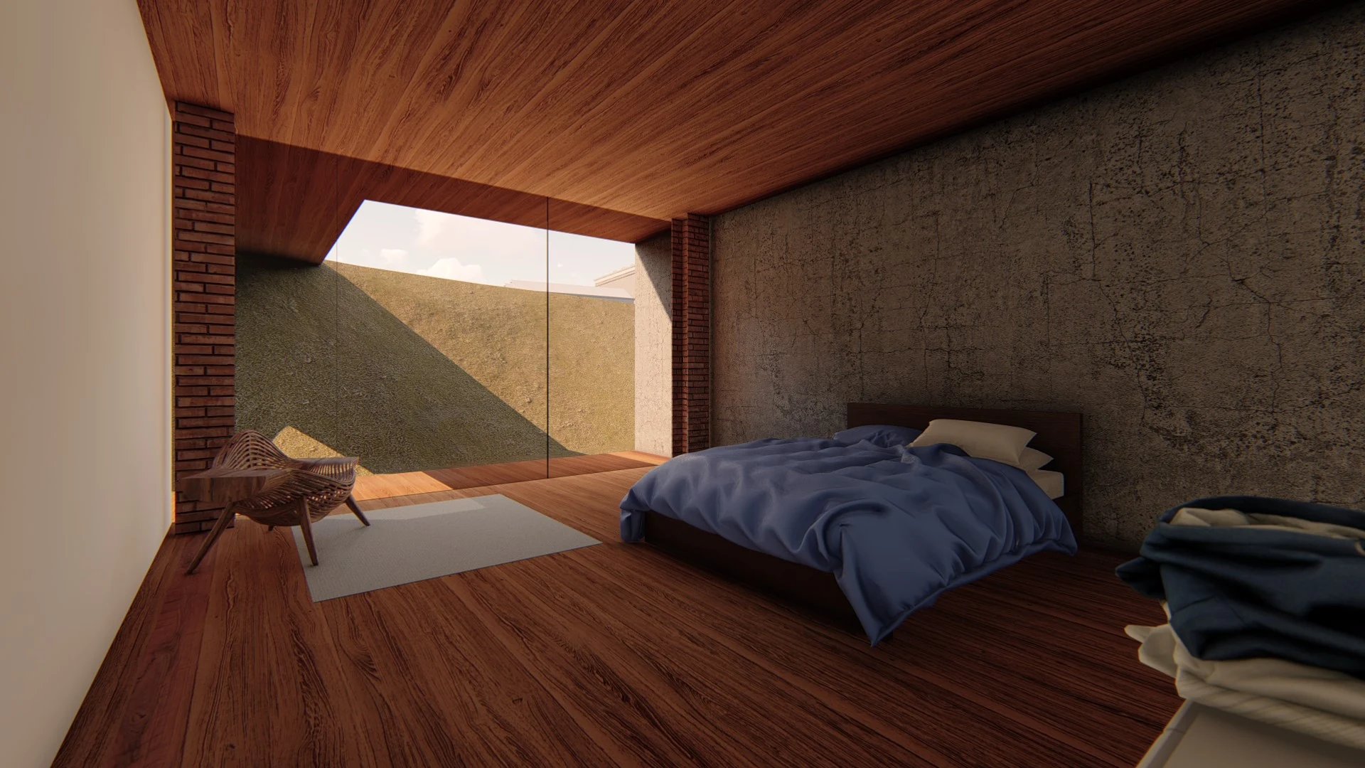Exterior rendering showing the compact resort buildings and their relationship to mountain terrain.